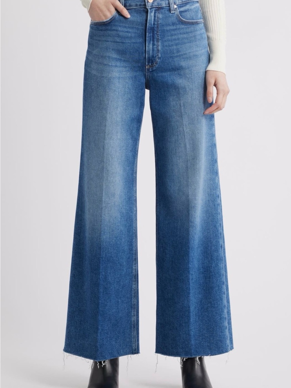 PAIGE Anessa High Waist Raw Hem Wide-Leg, color Cirius